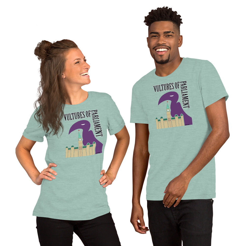 Short-Sleeve Unisex T-Shirt- Vultures of Parliament with Tour Locations on the Back