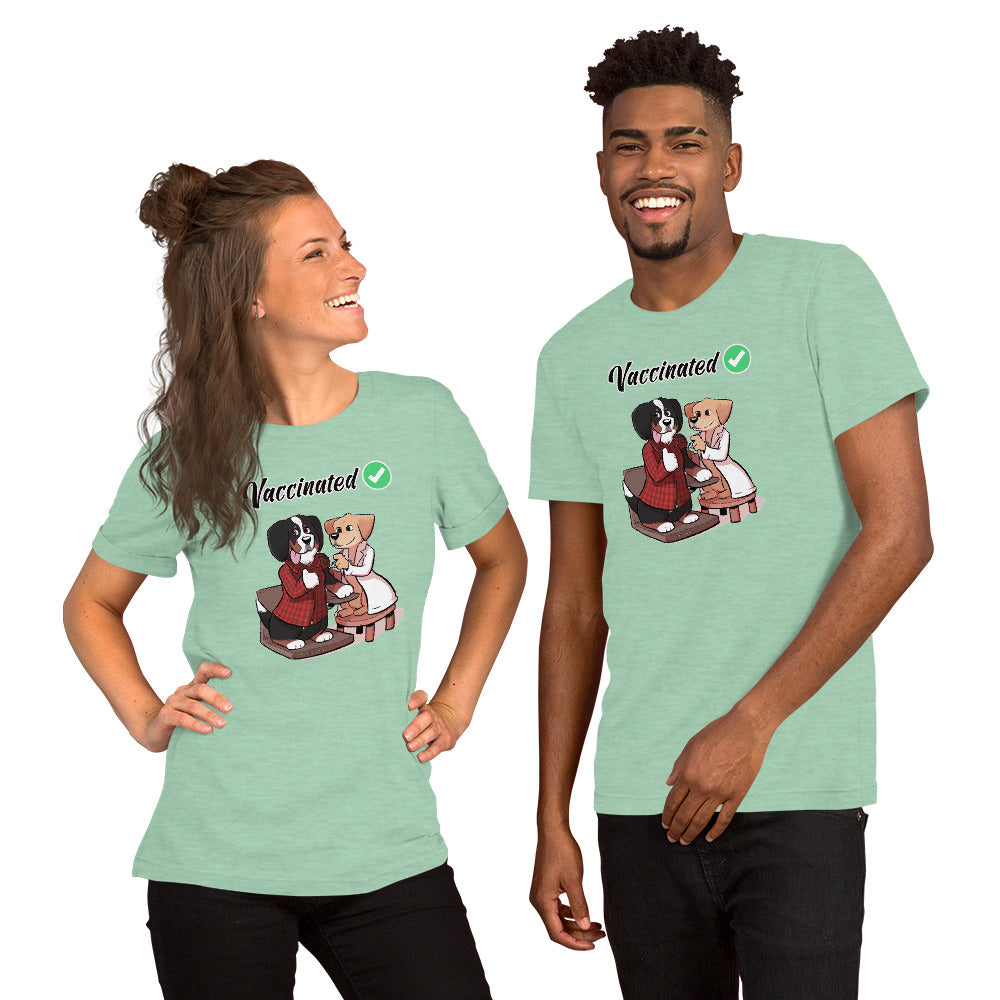Short-Sleeve Unisex T-Shirt: Vaccinated Checkmark!