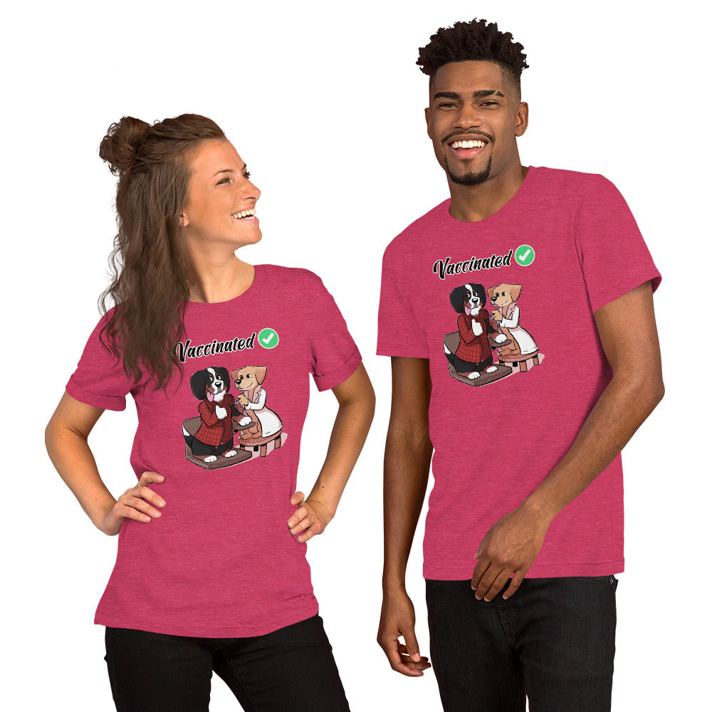 Short-Sleeve Unisex T-Shirt: Vaccinated Checkmark!
