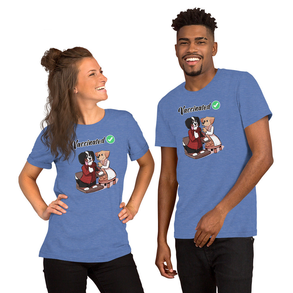Short-Sleeve Unisex T-Shirt: Vaccinated Checkmark!