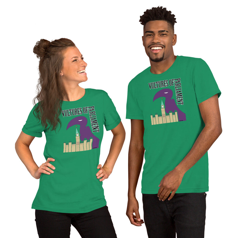 Short-Sleeve Unisex T-Shirt- Vultures of Parliament with Tour Locations on the Back