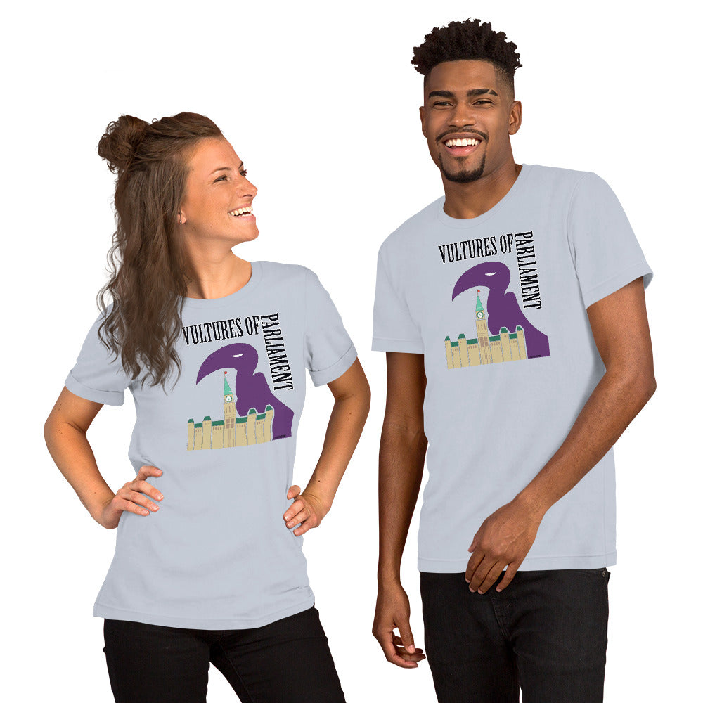 Short-Sleeve Unisex T-Shirt- Vultures of Parliament with Tour Locations on the Back