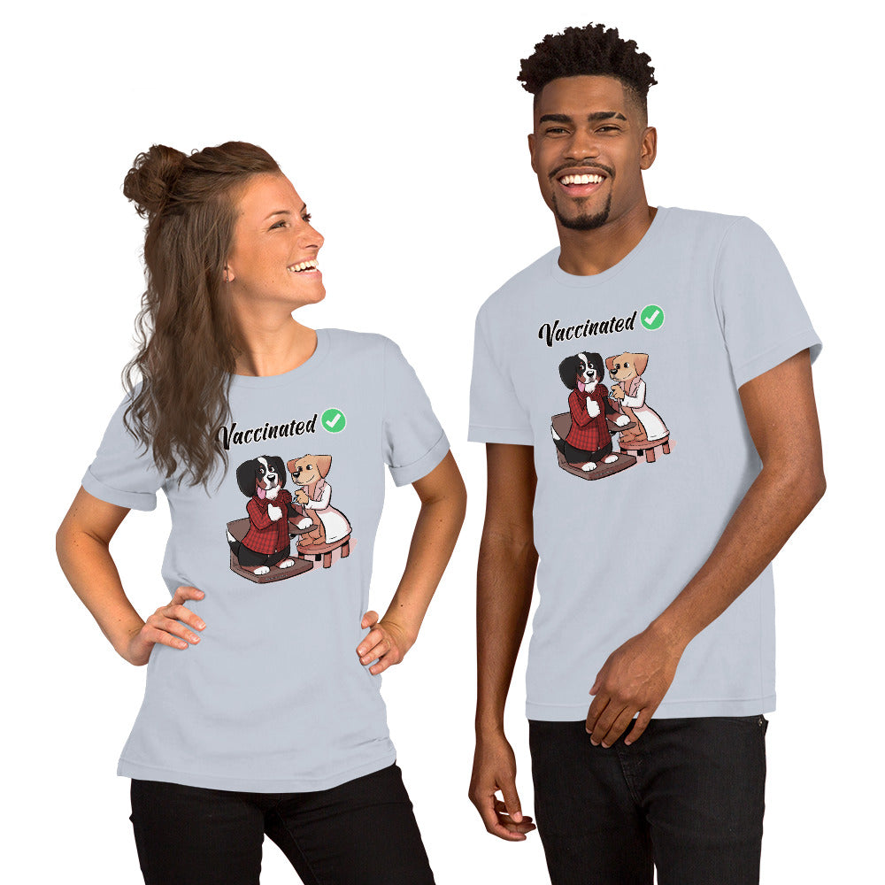 Short-Sleeve Unisex T-Shirt: Vaccinated Checkmark!