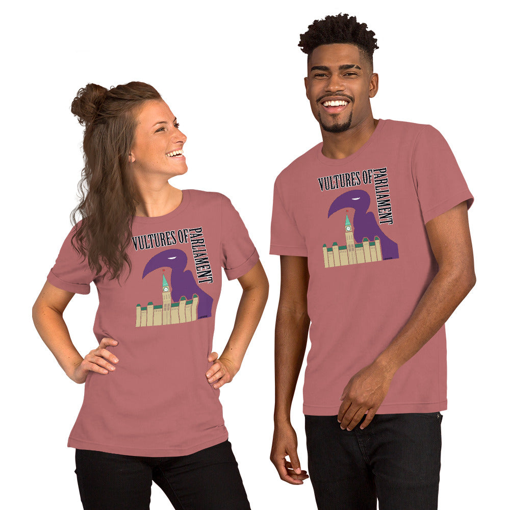 Short-Sleeve Unisex T-Shirt- Vultures of Parliament with Tour Locations on the Back