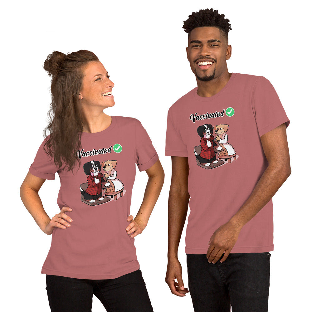 Short-Sleeve Unisex T-Shirt: Vaccinated Checkmark!