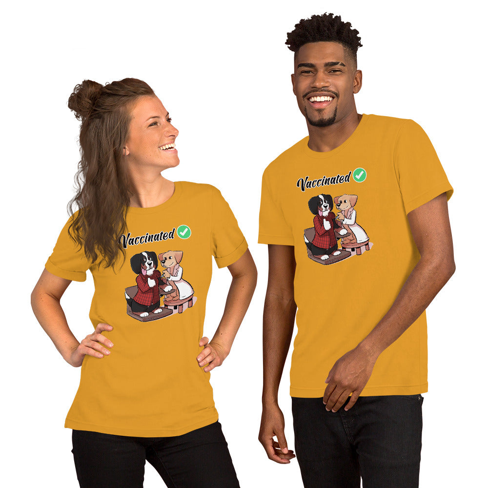 Short-Sleeve Unisex T-Shirt: Vaccinated Checkmark!