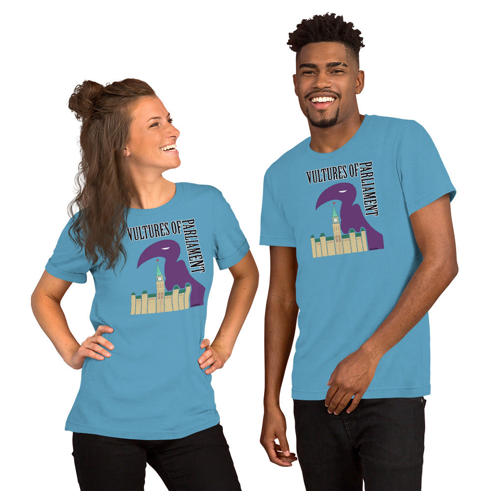 Short-Sleeve Unisex T-Shirt- Vultures of Parliament with Tour Locations on the Back