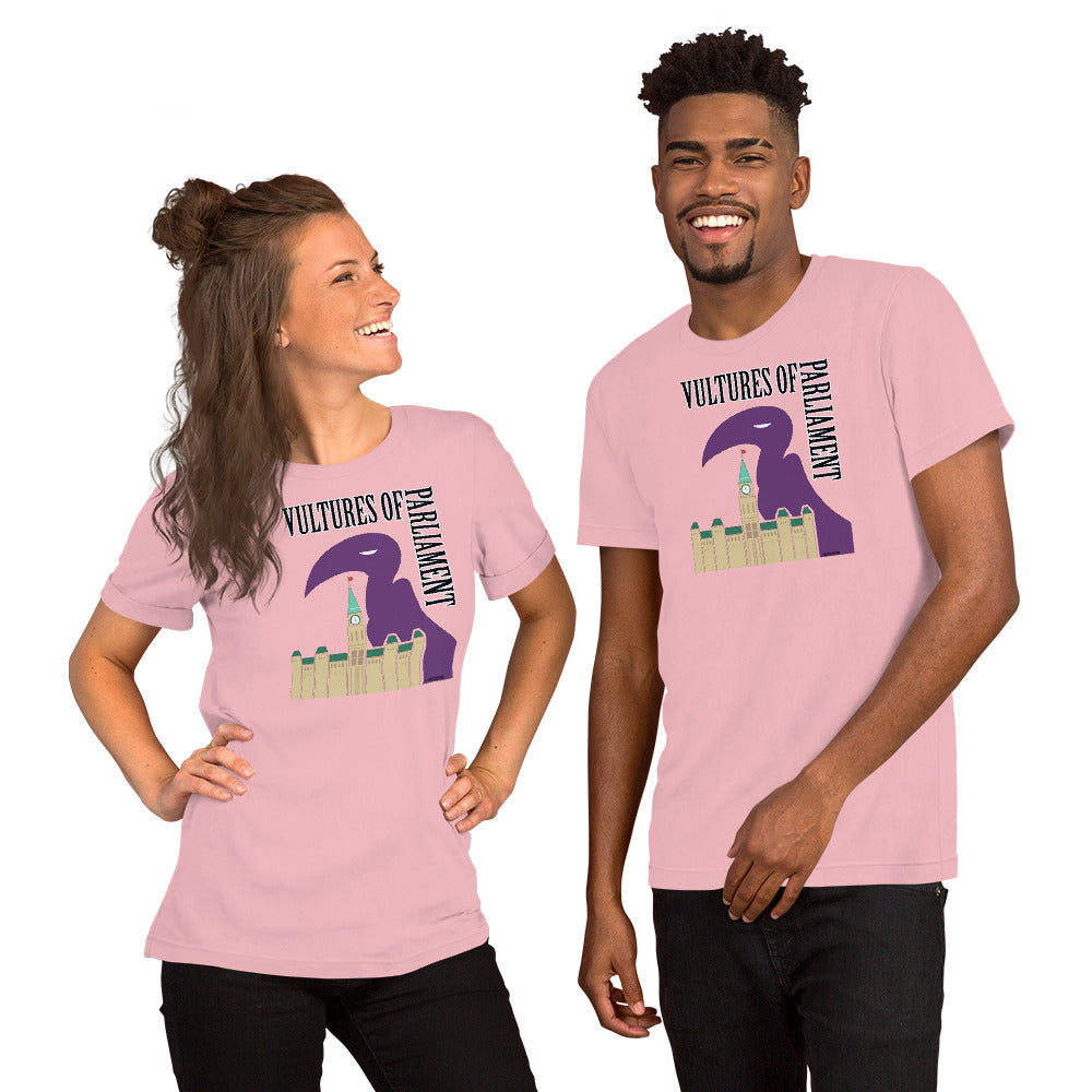 Short-Sleeve Unisex T-Shirt- Vultures of Parliament with Tour Locations on the Back