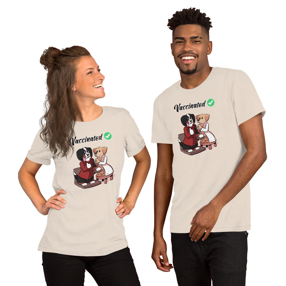 Short-Sleeve Unisex T-Shirt: Vaccinated Checkmark!