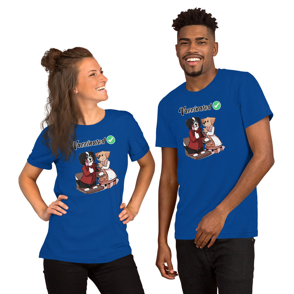 Short-Sleeve Unisex T-Shirt: Vaccinated Checkmark!