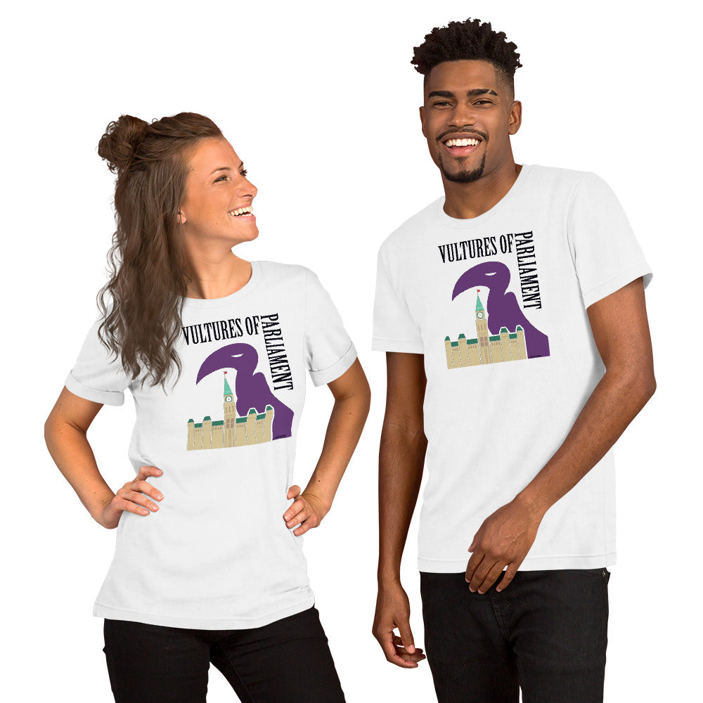 Short-Sleeve Unisex T-Shirt- Vultures of Parliament with Tour Locations on the Back