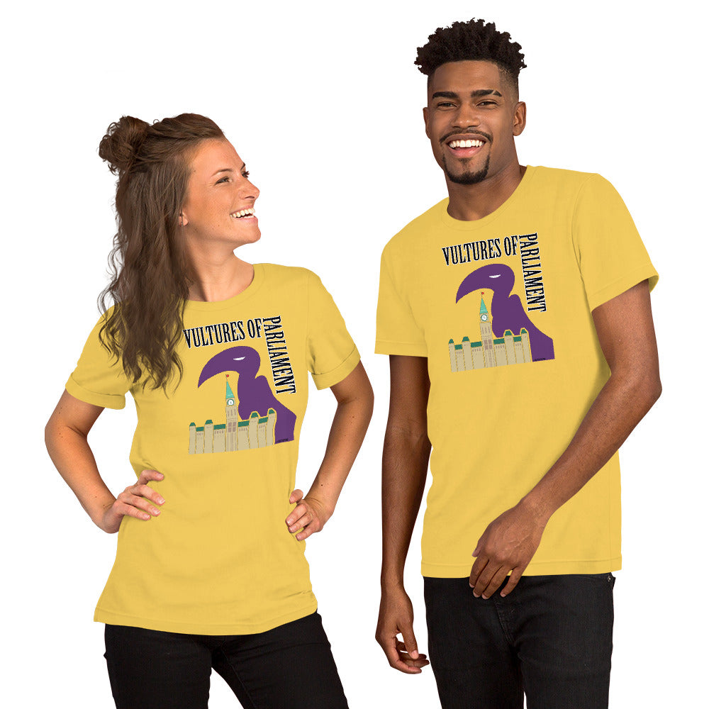 Short-Sleeve Unisex T-Shirt- Vultures of Parliament with Tour Locations on the Back