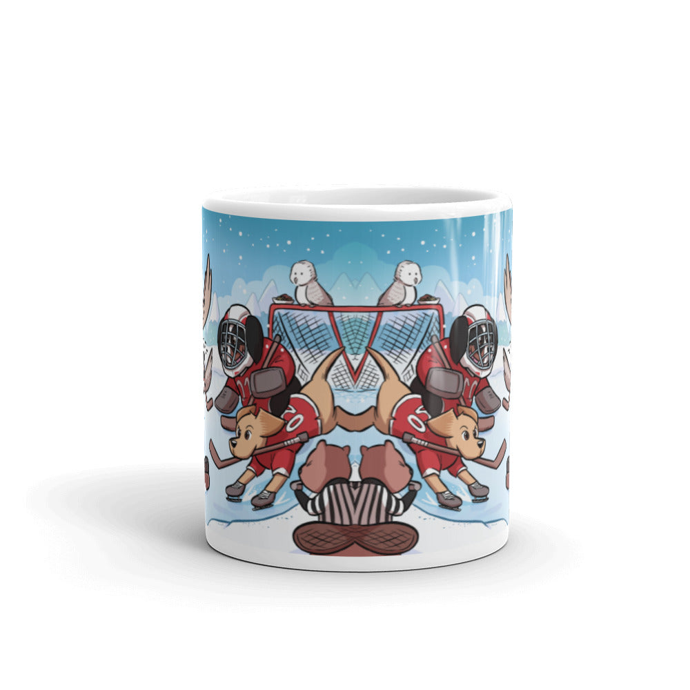 White glossy mug: Hockey Time!