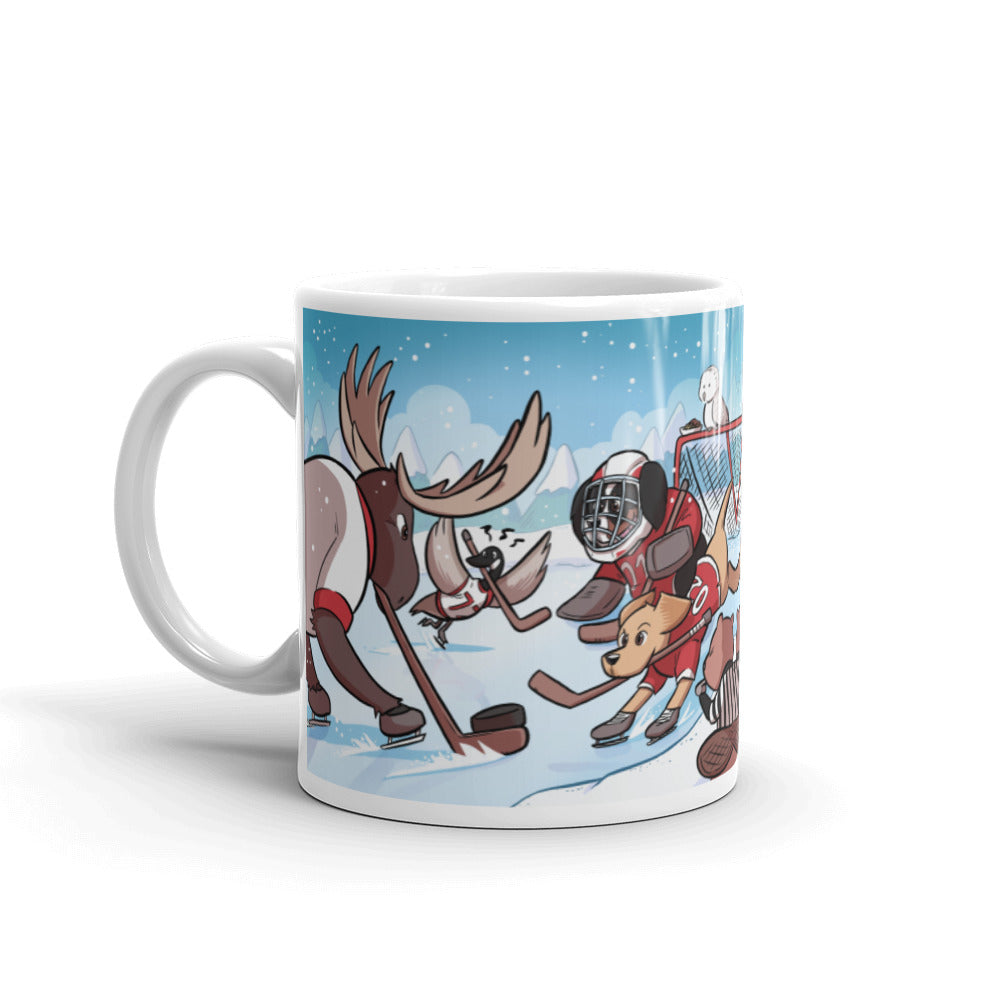 White glossy mug: Hockey Time!