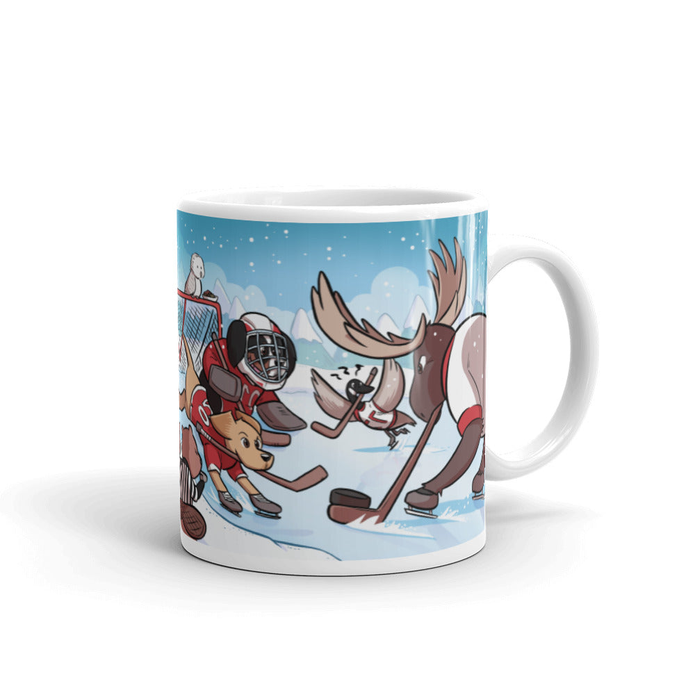 White glossy mug: Hockey Time!