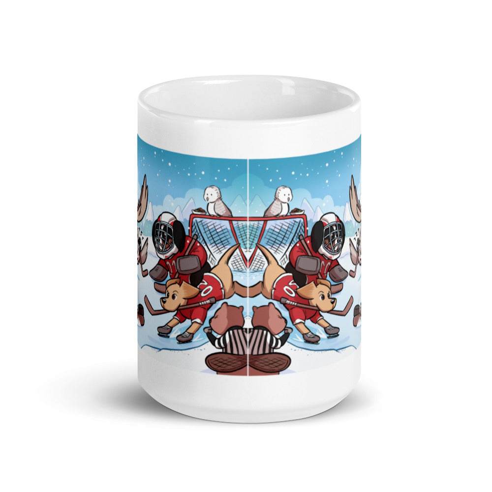 White glossy mug: Hockey Time!