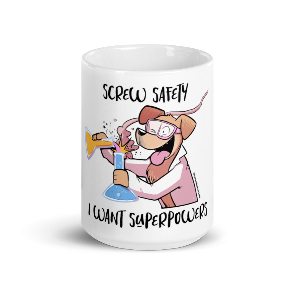 White glossy mug: Screw Safety