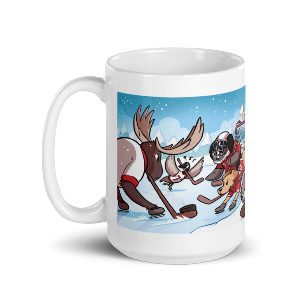 White glossy mug: Hockey Time!
