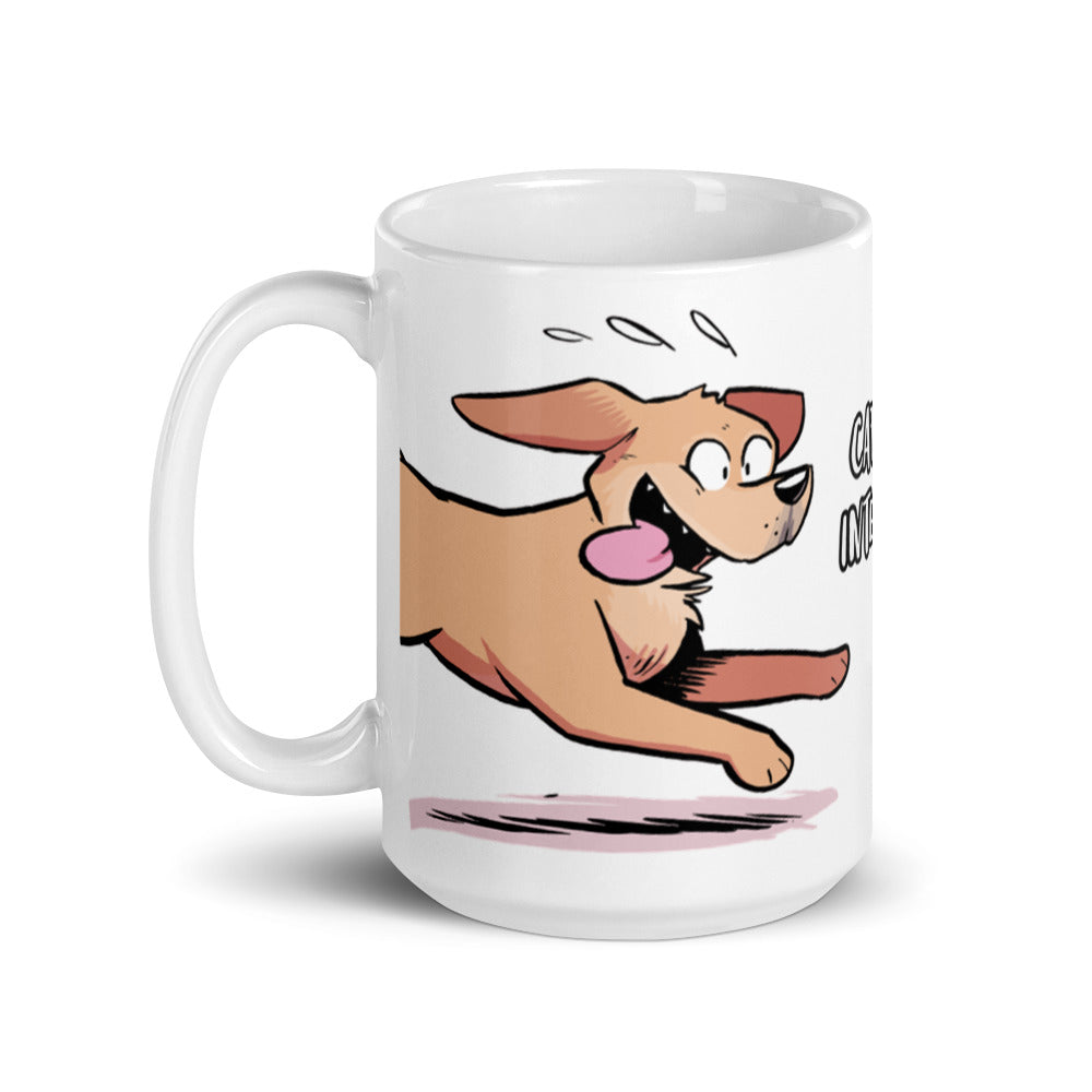 White glossy mug: Caffeine Intensifies