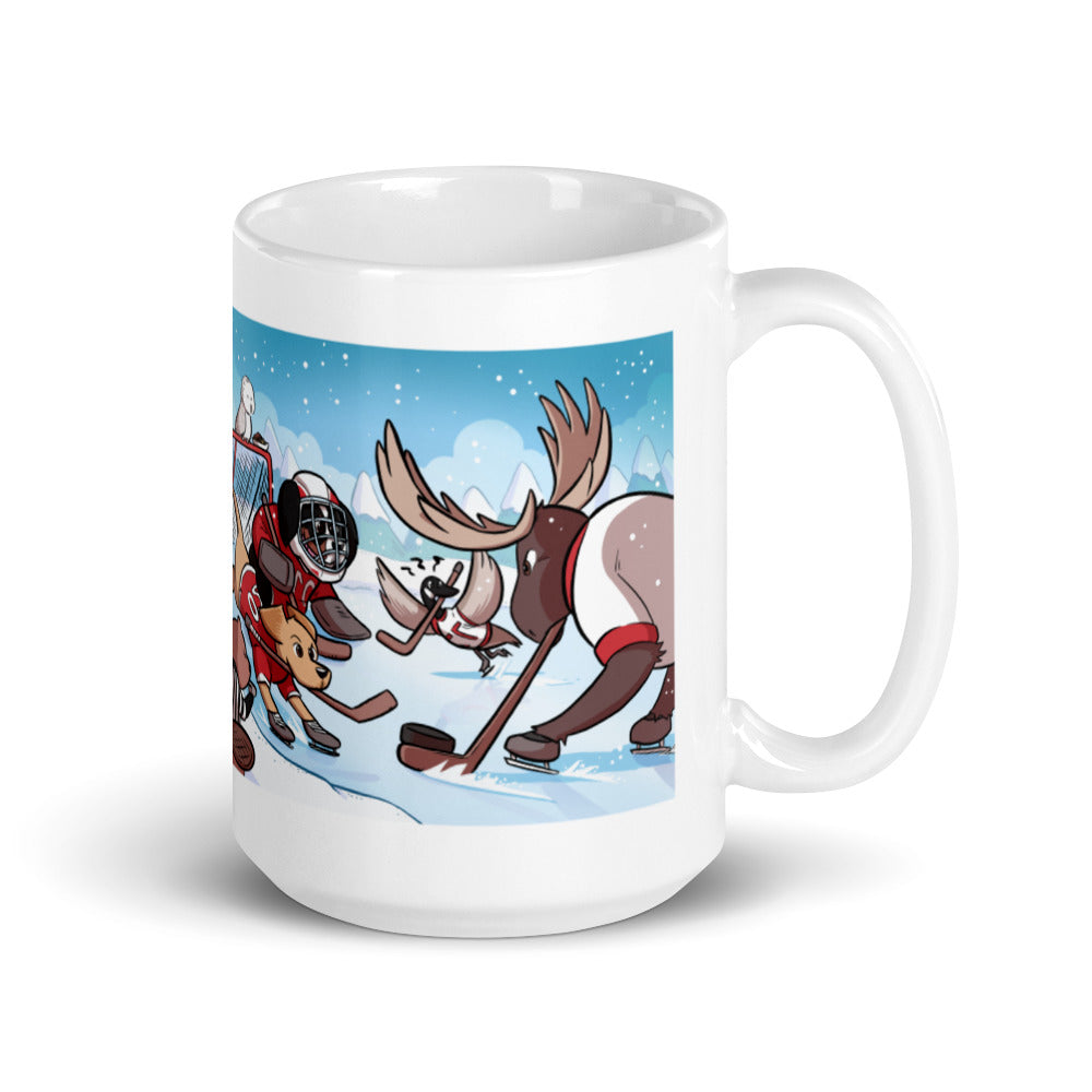 White glossy mug: Hockey Time!