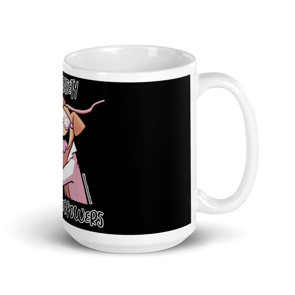 White glossy mug: Screw Safety (black)
