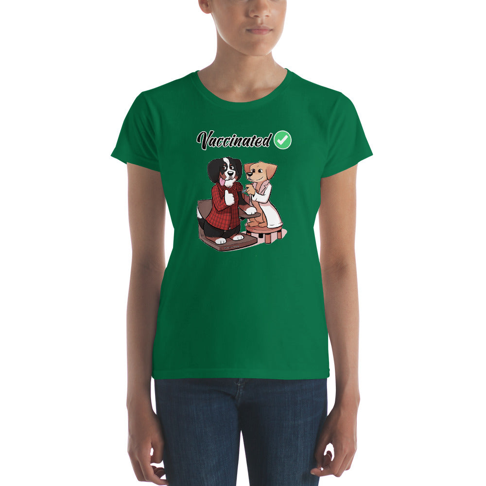 Women's short sleeve t-shirt: Vaccinated checkmark!