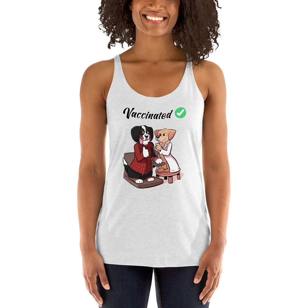 Women's Racerback Tank: Vaccinated Checkmark