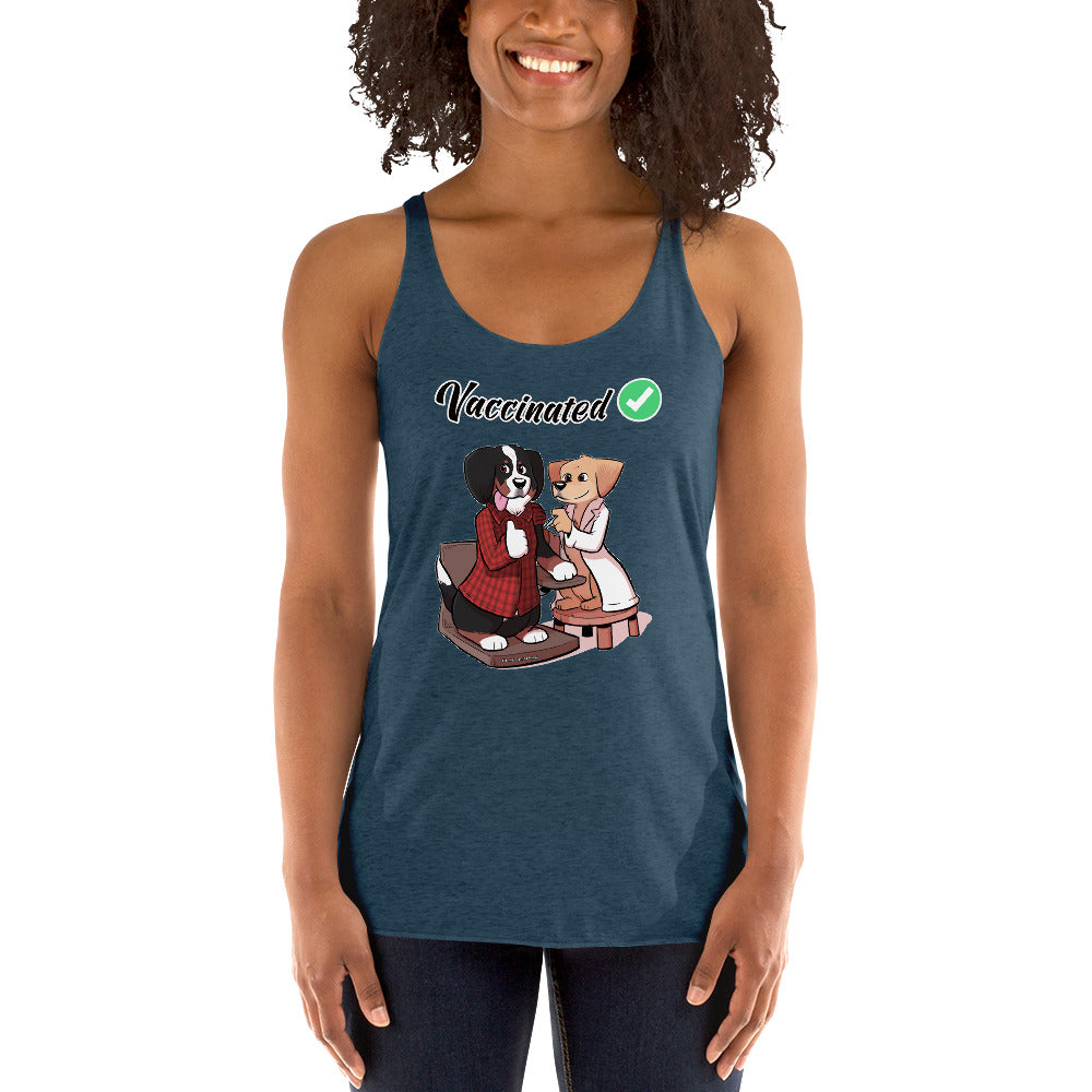 Women's Racerback Tank: Vaccinated Checkmark