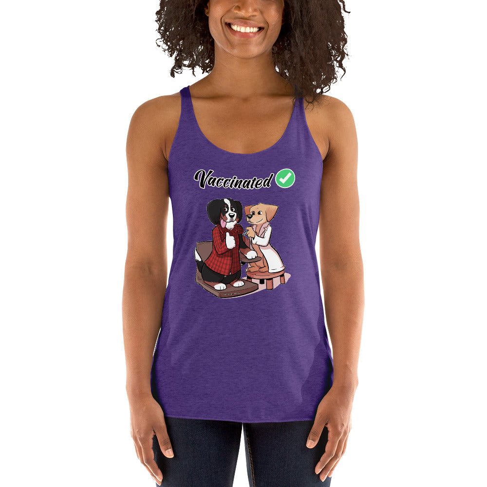 Women's Racerback Tank: Vaccinated Checkmark