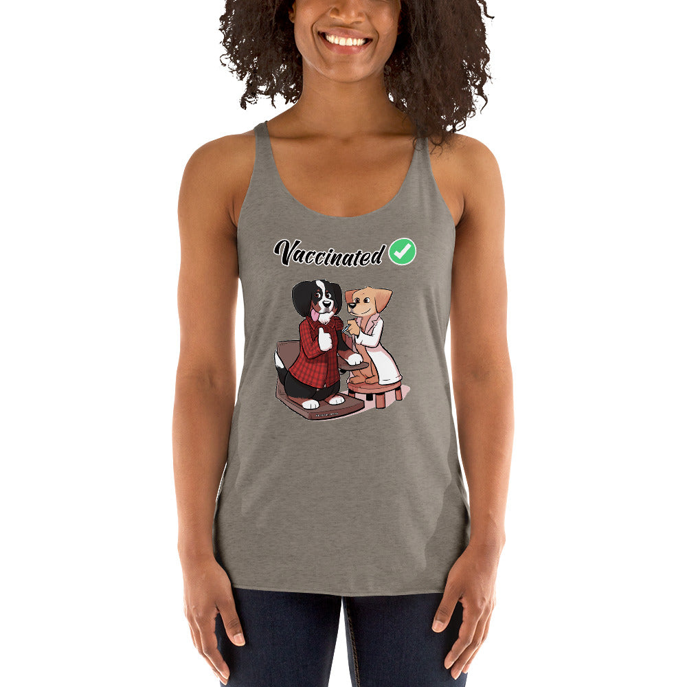 Women's Racerback Tank: Vaccinated Checkmark