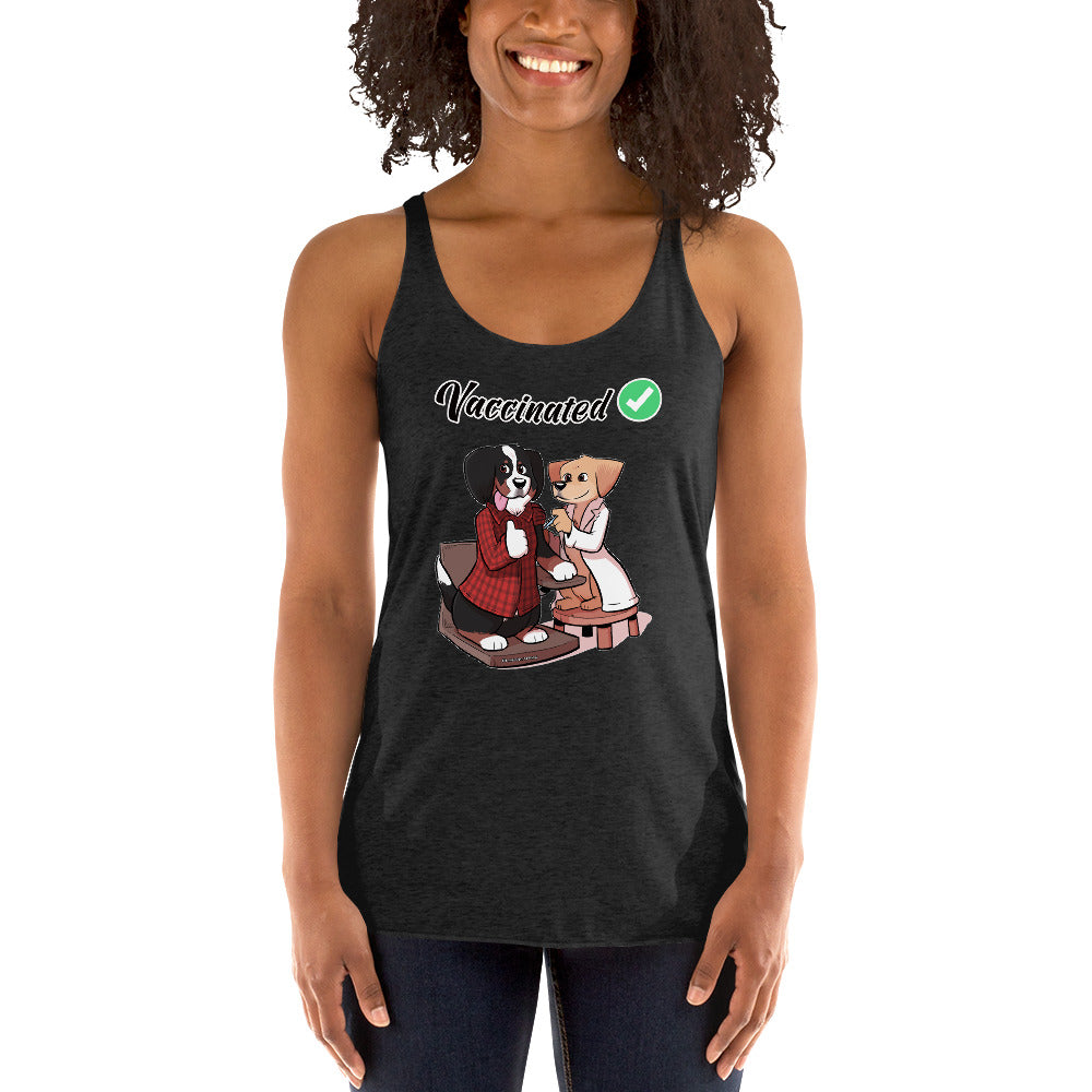 Women's Racerback Tank: Vaccinated Checkmark