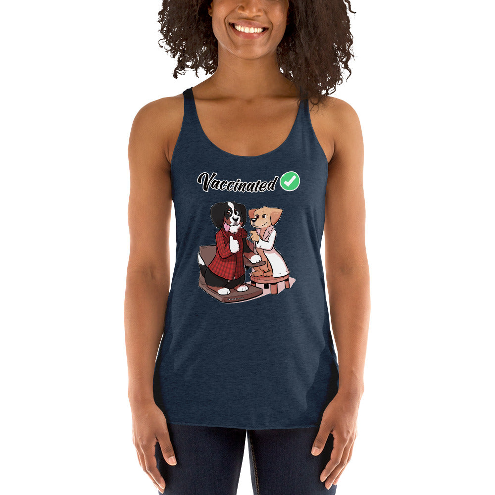 Women's Racerback Tank: Vaccinated Checkmark
