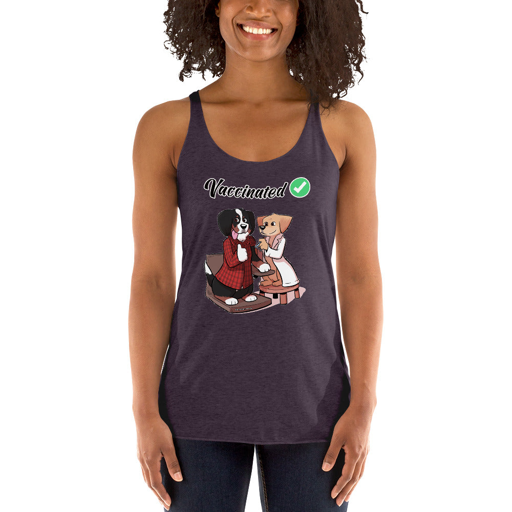Women's Racerback Tank: Vaccinated Checkmark
