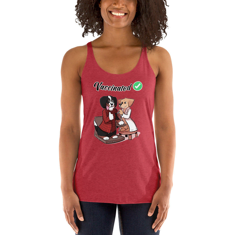 Women's Racerback Tank: Vaccinated Checkmark
