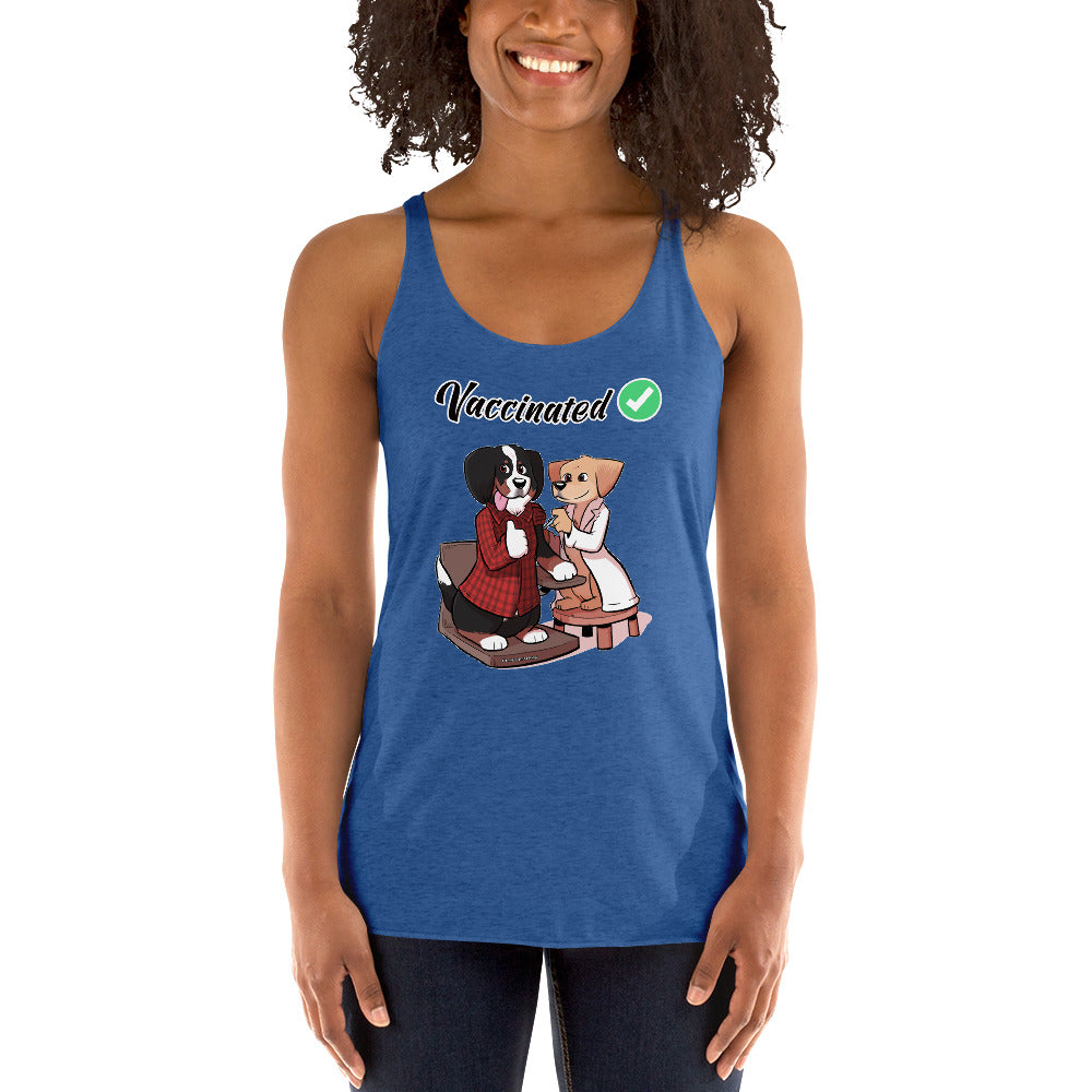 Women's Racerback Tank: Vaccinated Checkmark