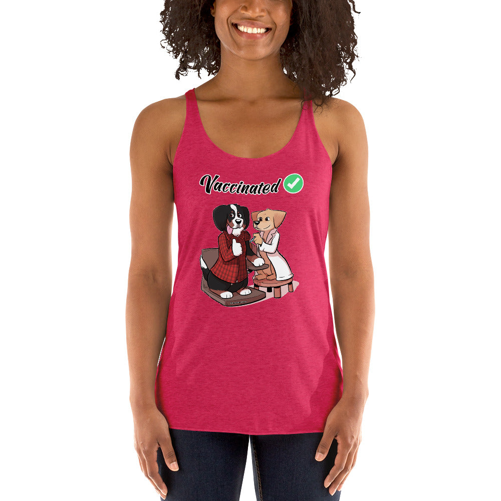 Women's Racerback Tank: Vaccinated Checkmark