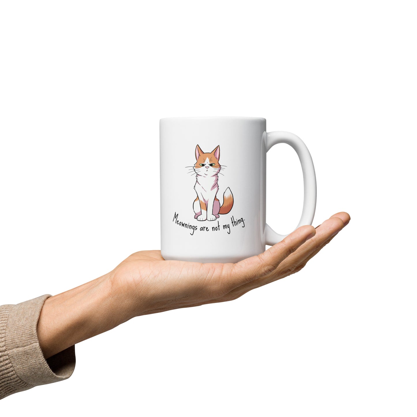 Ginger - Meownings are not my thing White glossy mug