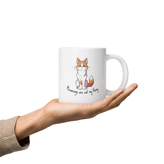 Ginger - Meownings are not my thing White glossy mug