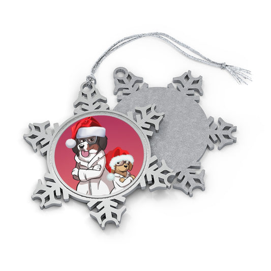Pewter Snowflake Ornament: Buns and Beaks!