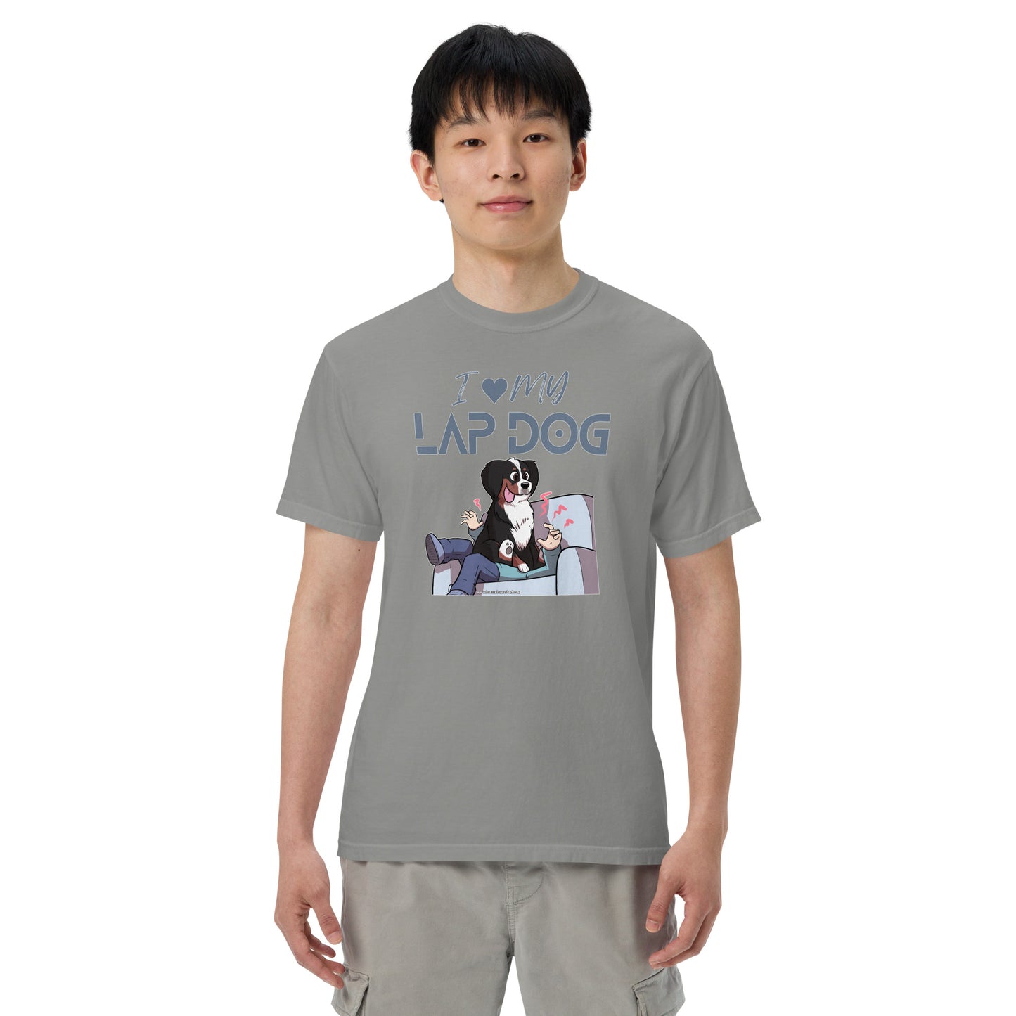 Men’s garment-dyed heavyweight t-shirt: I LOVE MY LAPDOG
