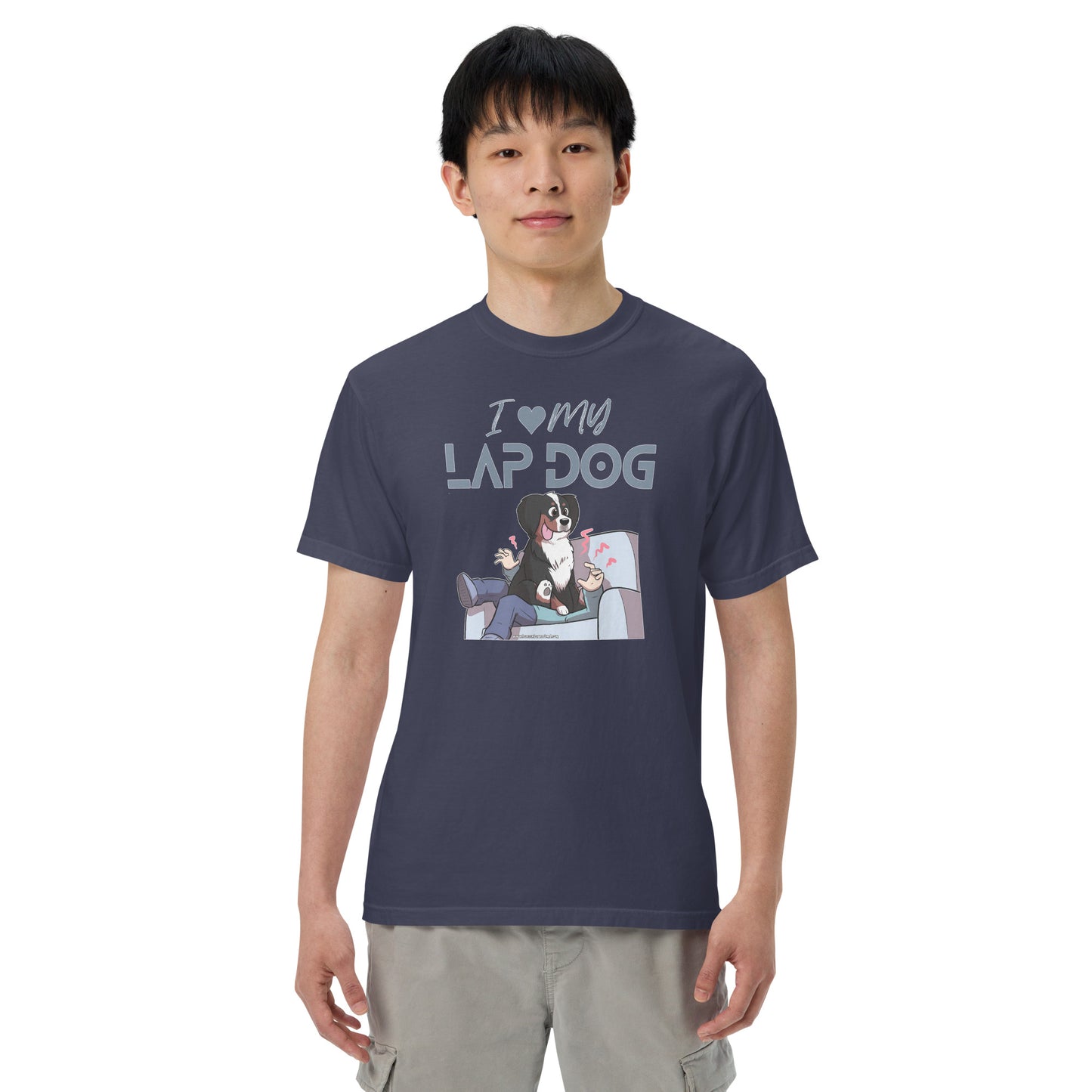 Men’s garment-dyed heavyweight t-shirt: I LOVE MY LAPDOG