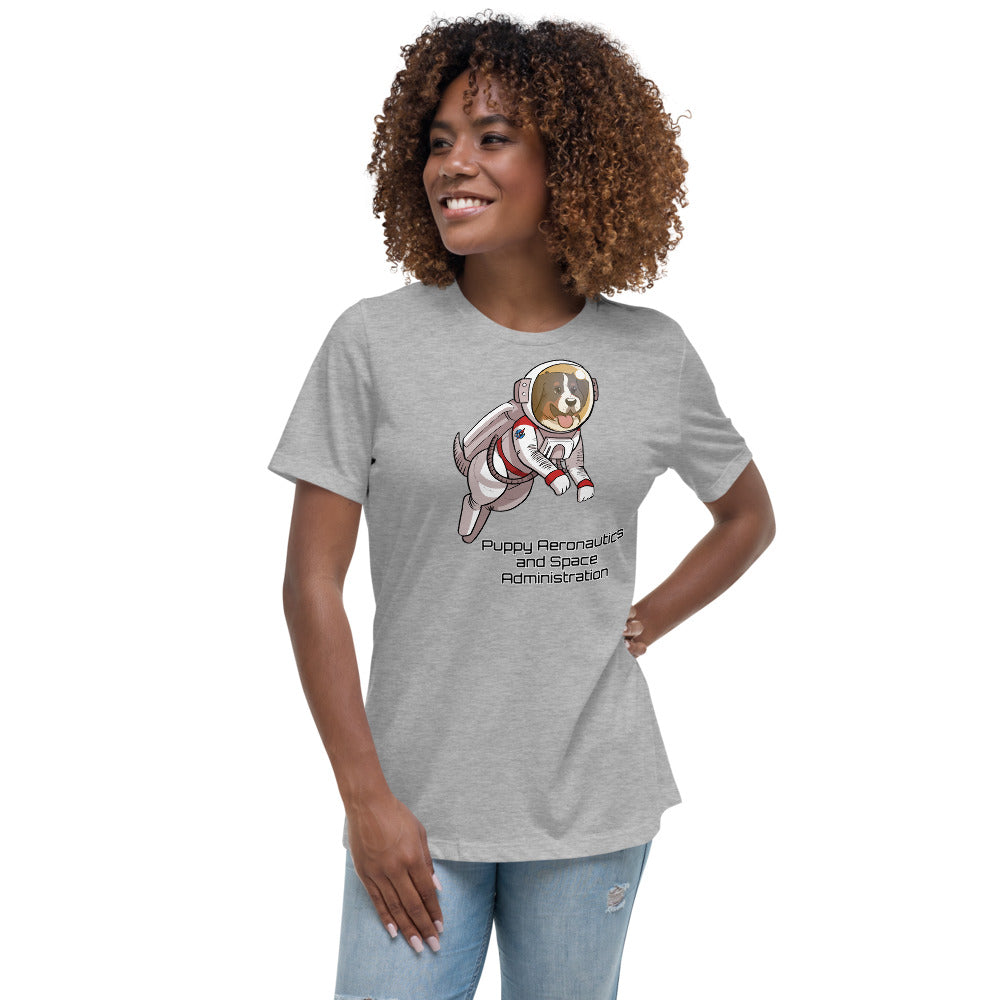 Women's Relaxed T-Shirt- Puppy Aeronautics and Space Administration.