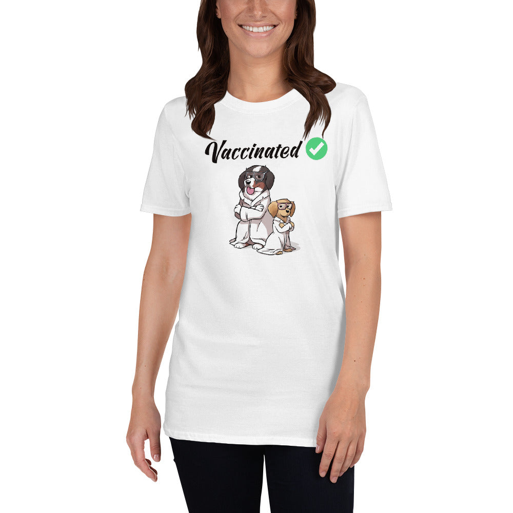 Short-Sleeve Unisex T-Shirt: Vaccinated (with Bunsen and Beaker)
