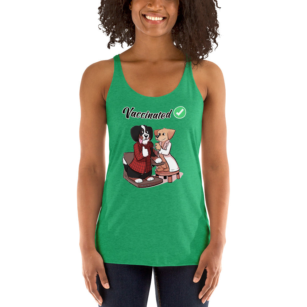 Women's Racerback Tank: Vaccinated Checkmark