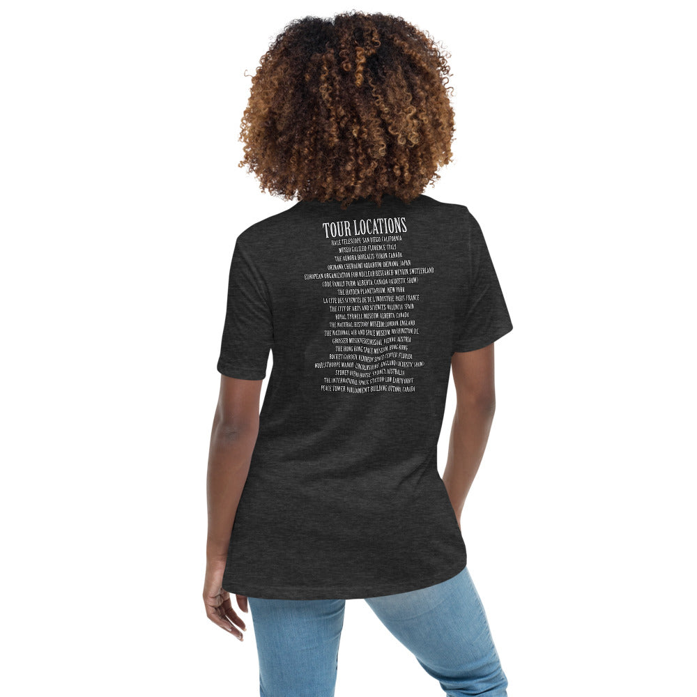 Women's Relaxed T-Shirt- Vultures of Parliament Band  with Tour Locations on the Back